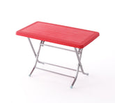 Heniver Rattan 70x120 Cm Metal Ayaklı Katlanır Masa Kırmızı